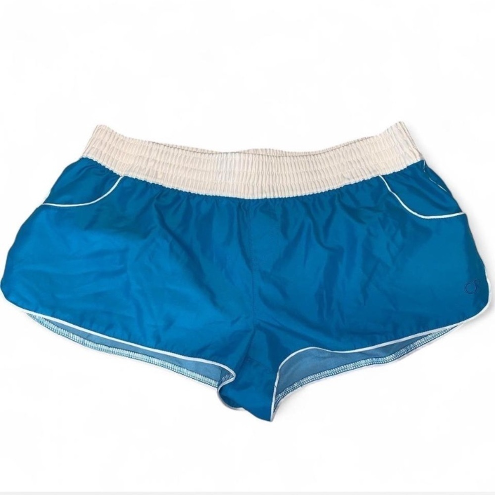 OP girls Blue Athletic Shorts with White Trim piping micro surf juniors 11/13